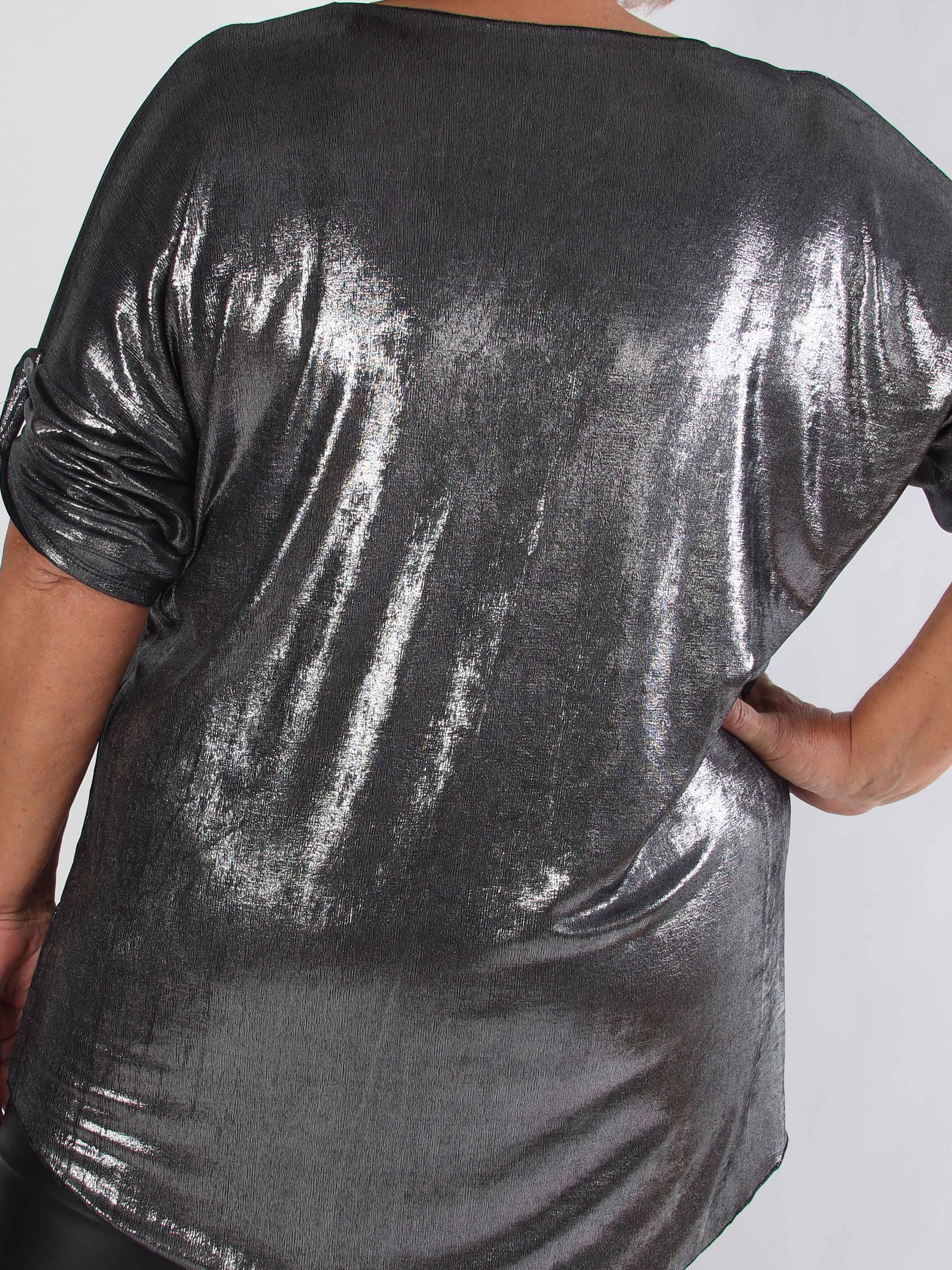Subira - Shiny plus size tunika med v-udskæring
